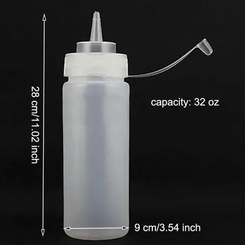 Vista 10 de EORTA Paquete de 3 botellas de plástico para condimentos con tapas de punta, botella grande de 32 onzas para salsa, ketchup mostaza, aceite