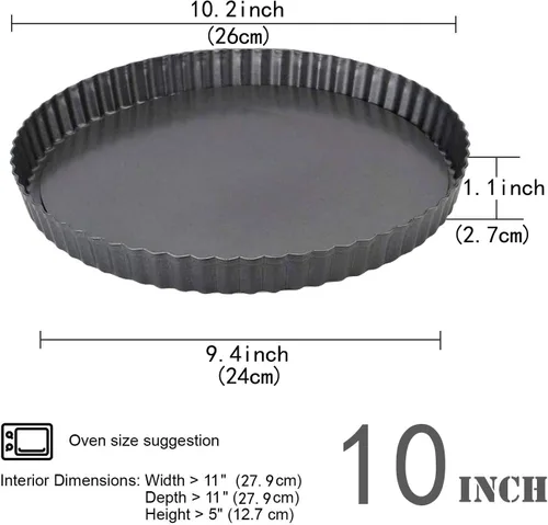 Vista 2 de Gutsdoor Sartén para tartas de 10 pulgadas con parte inferior extraíble antiadherente para quiche moldes redondos para hornear