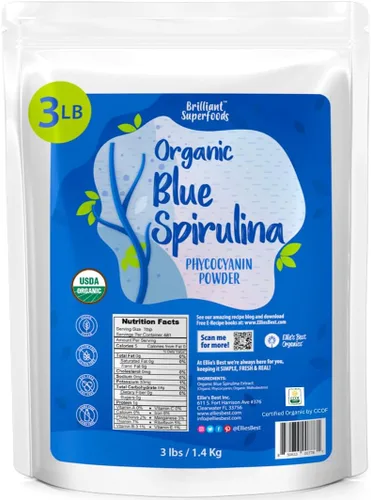 Vista 3 de Ellie's Best Polvo de espirulina azul orgánico (extracto de ficocianina), 60 porciones, sin olor, vegano, sin OMG, sin gluten, sin lácteos