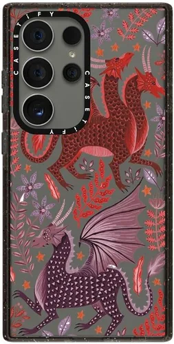 Vista 89 de CASETiFY Funda de impacto para Galaxy S22+ - Adhesivo Aries Moross, color negro transparente