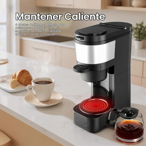 Vista 6 de ATSENT Cafetera de Moler y Preparar Café, Cafetera de Goteo con Molinillo Integrado, Máquina de Café Programable de 5 Tazas con Intensidad