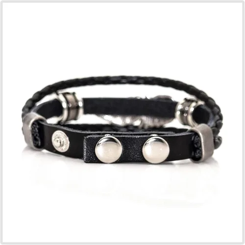Vista 2 de Punk aleación hebilla pulsera pluma cuero pulsera