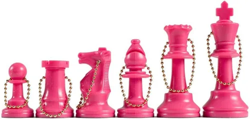 Vista 10 de WE Games Llavero de juego de ajedrez a granel, 17 piezas de plástico negro con cadena, llavero, accesorios lindos para hombres, llaves de coche