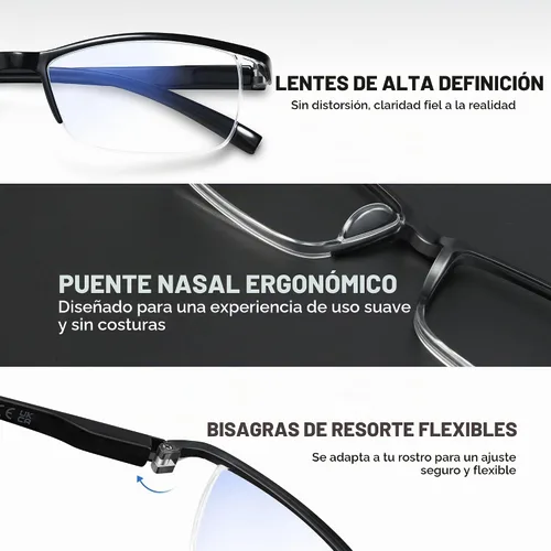 Vista 5 de Reading Glasses for Men, Spring Hinge Readers with Blue Light Blocking Lightweight Comfortable