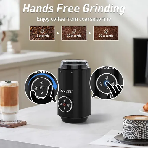 Vista 3 de Secura Brands Molinillo eléctrico de grano de café, negro