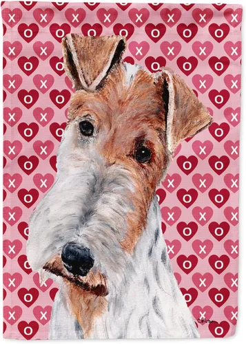 Vista 325 de Caroline's Treasures SS4484GF Bandera de jardín con diseño de bulldog inglés y corazones para el Día de San Valentín, bandera decorativa para patio