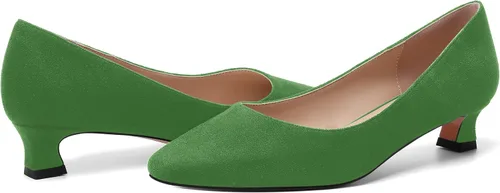 Vista 6 de AMBELIGHT Zapatos de vestir de oficina con punta cuadrada para mujer, zapatos de vestir casuales de gamuza con tacón bajo, zapatos de tacón bajo