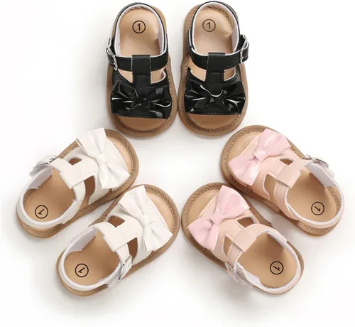Vista 5 de LAFEGEN Sandalias de verano para bebé niña, suela suave antideslizante, correa en T, zapatos de vestir para cuna para niños pequeños de 3 a 18 meses