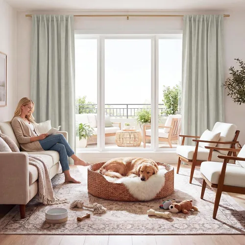 Vista 184 de RYB HOME Cortinas de lino texturizado 100% opacas de 84 pulgadas de largo, aislamiento térmico, privacidad, ahorro de energía para dormitorio, sala