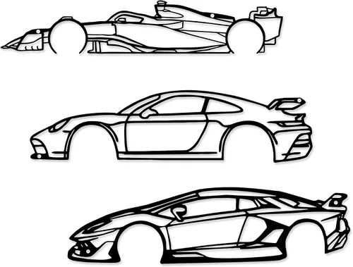 Vista 10 de Xedatric F1 Coche de Carreras de Metal Arte de Pared Fórmula 1 Silueta Colgante de Pared Decoración de Coche de Carreras para Garaje, Habitación