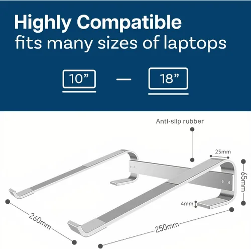 Vista 4 de MMOBIEL Soporte para laptop - Elevador de 10 a 18 pulgadas - Soporte ventilado universal - Soporte para laptop para escritorio compatible