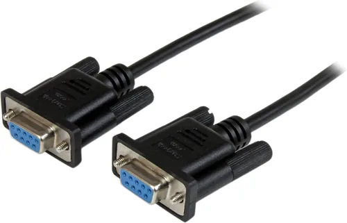 Vista 4 de StarTech Cable de módem nulo serie DB9 RS232 de 6.6 ft, color negro, F/F - DB9 hembra a hembra, cable de módem nulo RS232 de 9 pines, 6.6 ft, negro