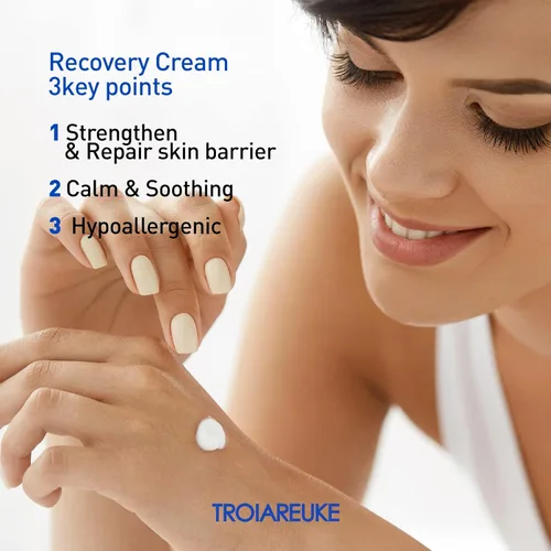 Vista 3 de TROIAREUKE ACSEN Crema de recuperación Hidratante facial hidratante y calmante con centella asiática, aceite de oliva y escualano para pieles