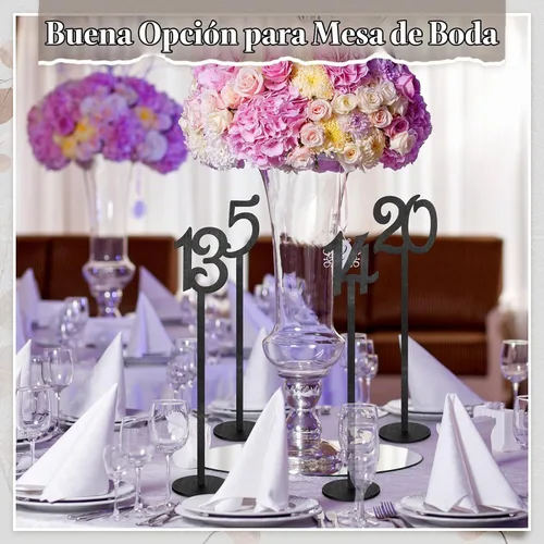 Vista 2 de Yulejo - 20 números de mesa para boda con soporte, 1-20, color negro