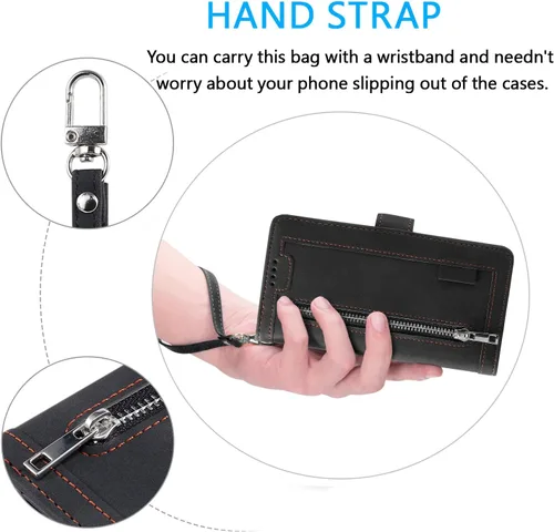 Vista 4 de UEEBAI Funda tipo cartera para Samsung Galaxy S20 FE 5G, Retro 9 ranuras para tarjetero, bolsillo con cremallera, cierre magnético, función atril