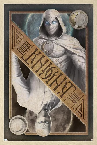 Vista 7 de Trends International Marvel Moon Knight - Póster de pared de tarjetas, 14.725 x 22.375 pulgadas, versión enmarcada de madera de granero