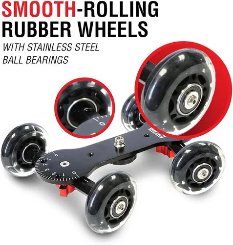 Vista 6 de Vidpro SK-22 Carrito Profesional para Patinaje - Deslizador Rodante para Cámaras DSLR y Videocámaras Ideal para Tomas a Bajo Nivel y Paneo