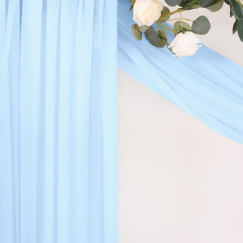 Vista 7 de MLMC 1 panel de tela para arco de boda azul bebé, 29 x 20 pies, cortinas de gasa extralargas transparentes de 6.6 yardas, paneles de cortinas