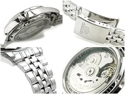 Vista 5 de Seiko 5 Reloj automático de acero inoxidable plateado con esfera azul SNK371K1, Negro -, Automático, reloj automático