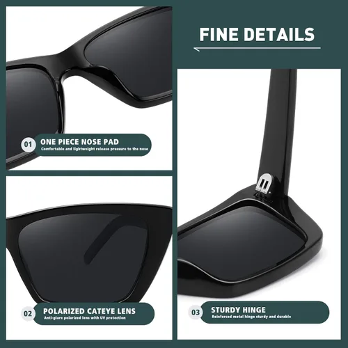 Vista 3 de WOWSUN Gafas de sol polarizadas vintage angostas pequeñas para mujer