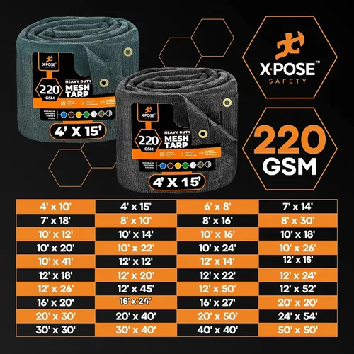 Vista 8 de Xpose Safety Lona de malla resistente, 4 x 10 pies, cubierta protectora negra multiusos con flujo de aire, uso para amarres, sombra, vallas, toldos