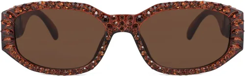 Vista 3 de FEISEDY Gafas de sol rectangulares gruesas de los años 90 para hombres y mujeres, lentes de sol de cristal UV400 brillante Fahion Temple B2880