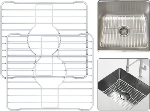 Vista 21 de Better Houseware Protectores de fregadero para fregadero de cocina, rejilla protectora de metal, 12 x 10.25 x 1 pulgadas, tapete negro