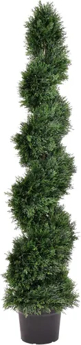Vista 10 de Vickerman Árbol en espiral de cedro artificial de 3 pies de alto, cedro verde natural en maceta, resistente a los rayos UV, interior/exterior