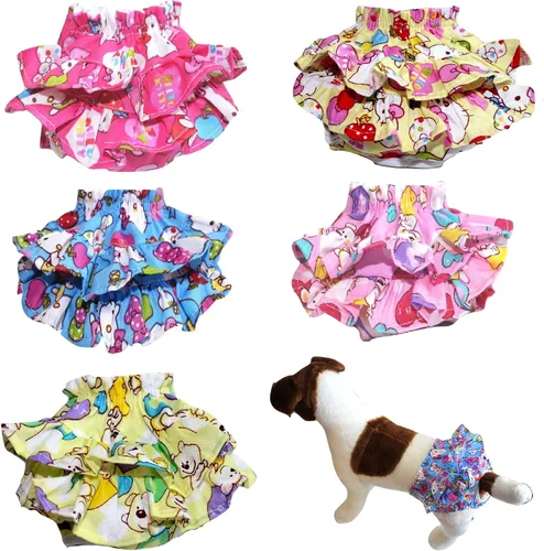 Vista 7 de Falda de pañal para perros pequeños, vestido sanitario para hembras (azul, S - cintura de 8 a 11 pulgadas)