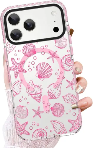 Vista 66 de OOK Funda magnética transparente para iPhone 17, lindo encaje floral negro Encaje Negro Floral