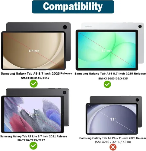 Vista 9 de SUPLIK Funda para niños para Samsung Galaxy Tab A11 de 8.7 pulgadas 2025 / A9 8.7 pulgadas 2023 / A7 Lite 8.7 pulgadas 2021, integrado con protector