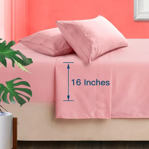 Vista 18 de Manyshofu Juego de sábanas de tamaño individual con bolsillos extra profundos, sábanas y fundas de almohada de 1800 hilos de lujo para hotel, juego