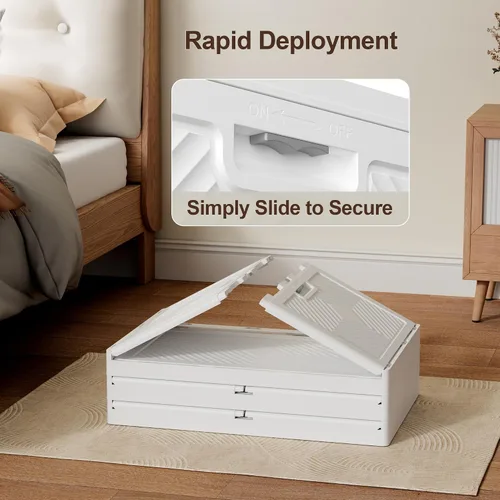 Vista 3 de JOYMOOP Organizador de contenedores de almacenamiento plegables, caja de almacenamiento plegable de 49.6 cuartos de galón con ruedas y puerta