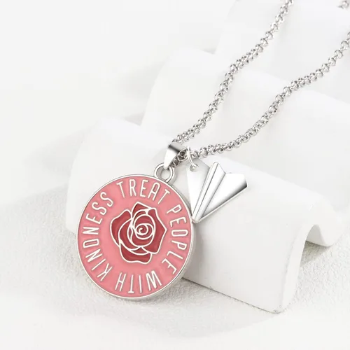 Vista 3 de YOUGANNA Harry TPWK - Collar esmaltado de rosas para mujer One Direction Harry Paper Airplane Necklace Harry Fans Jewelry Gift para adolescentes
