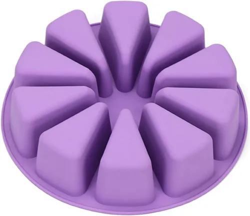 Vista 6 de Moldes de silicona para hornear, molde triangular de 10 cavidades, molde para rebanadas de pizza para pan de maíz, brownies, magdalenas, pudines