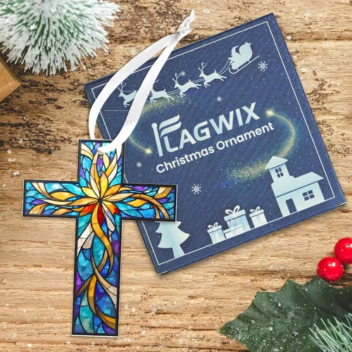Vista 2 de FLAGWIX Regalos Cristianos de Navidad para Mujeres Fe - Adornos Acrílicos 2025 para Decoraciones de Árbol - Adorno de Cruz de Navidad, Regalos