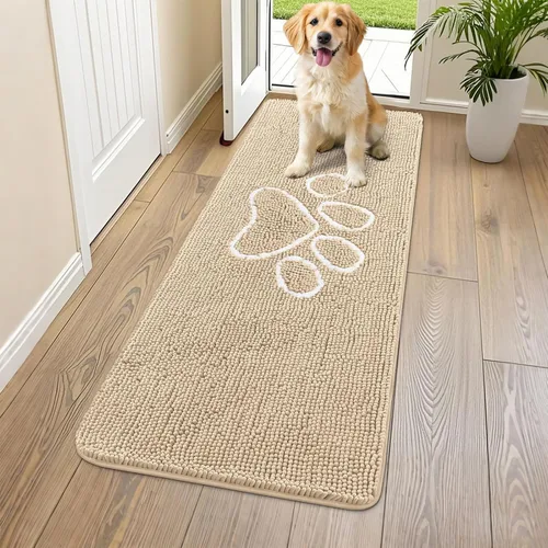 Vista 38 de Smiry Tapete para puerta de perro para patas fangosas, absorbente y Gris y negro
