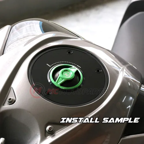 Vista 5 de Tapa de combustible de gas de liberación rápida CNC verde FCV compatible con KLE300 17-19 Z900 ABS 17-19 Z650 17-19 Ninja 400 18+ 2019 2020