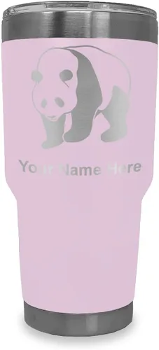 Vista 22 de LaserGram Vaso aislado al vacío de 20 onzas, oso panda, grabado personalizado incluido (negro)