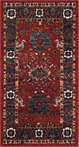 Vista 3 de SAFAVIEH Vintage Hamadan Collection - Alfombra de área de 2 pies 3 pulgadas x 4 pies, naranja y azul, diseño tradicional persa, no desprende pelusa