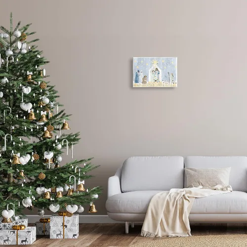Vista 3 de Stupell Industries 'Nativity Barn Stable Scene', placa artística de pared, 15 x 10 pulgadas, fácil de colgar y resistente, fabricada en Estados
