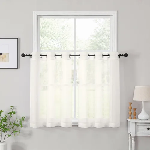 Vista 15 de OWENIE Cenefa transparente con ojales negros para ventanas, 2 paneles de 52