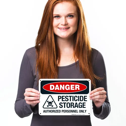 Vista 9 de Danger Pesticide Storage Authorized Personnel Only Sign, 10x7 Inches, Rust Free .040 Aluminum, Made in USA by Sigo Signs