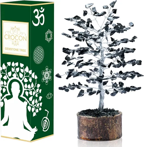 Vista 5 de Árbol de la vida de chakras de aventurina amarilla, árbol de cristal para energía positiva, decoración de Feng Shui, árbol de piedras preciosas