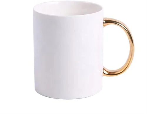 Vista 3 de MR.R Grado AAA Sublimación Blanks 6 juegos de tazas de café de cerámica blanca para lavavajillas con mango dorado 11oz taza clásica de cerámica