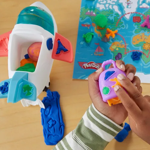 Vista 10 de Play-Doh Airplane Explorer - Juego de iniciación, juguetes preescolares para niñas y niños de 3 años y más con Jet, tapete de juego de mapa