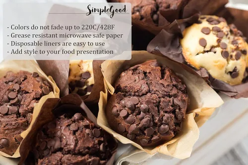 Vista 4 de SimpleGood Blanco Lotus Style Baking Cups Tamaño Medio Cupcake Liners Muffin Liners Graseproof Paper 100