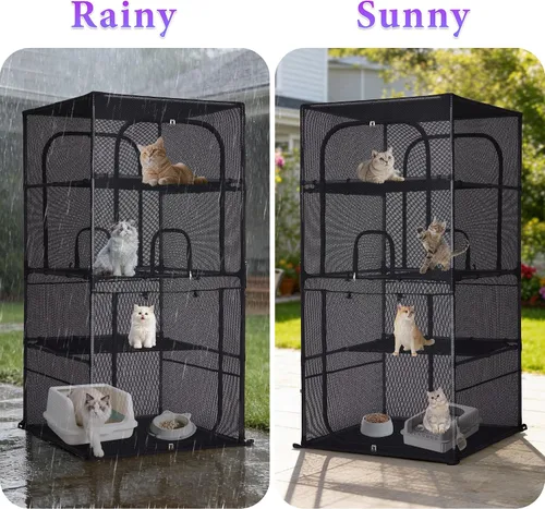 Vista 7 de Catio - Jaula grande para gatos con ventana de 61.4 pulgadas de alto