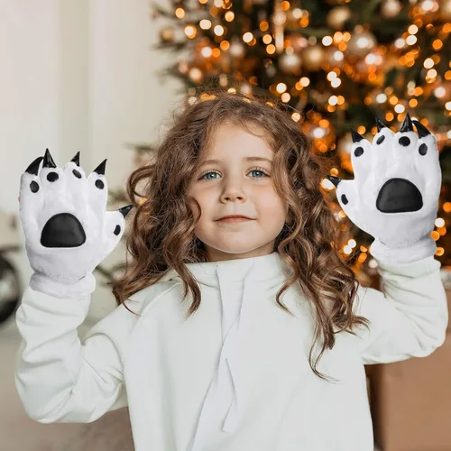 Vista 4 de Luwint Guantes LED intermitentes de pata de oso con luces novedosas para disfraz de hombre lobo, gato, monstruo