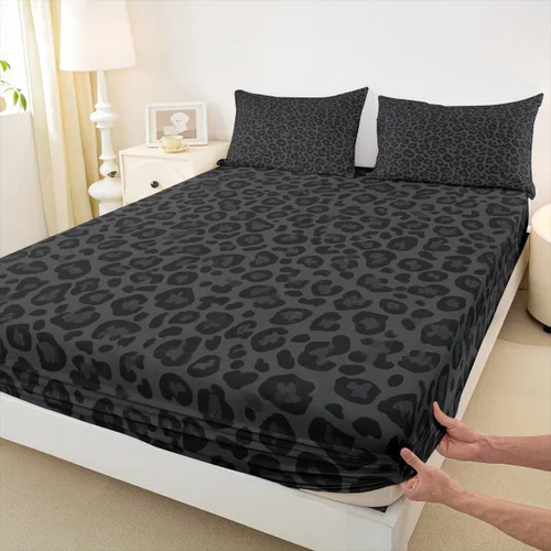 Vista 25 de Sábana bajera ajustable para niños, tamaño individual, diseño de cebra y leopardo con purpurina, decoración de habitación para niñas y mujeres, A1